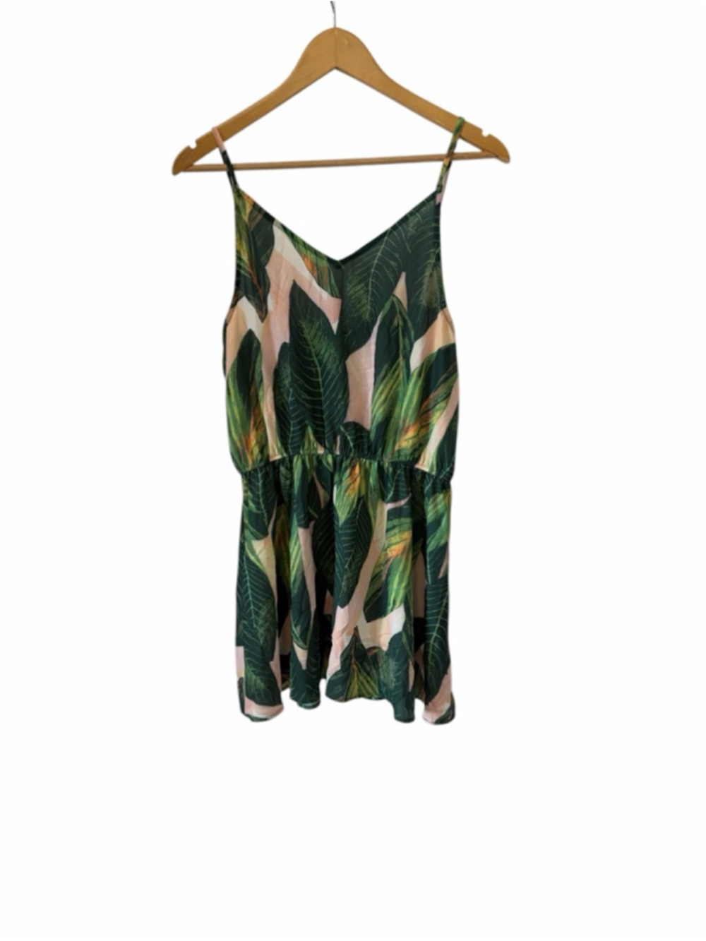 Cupshe Tropical Leaf Print Mini Dress Spaghetti Strap Flowy Summer - Picture 2 of 11